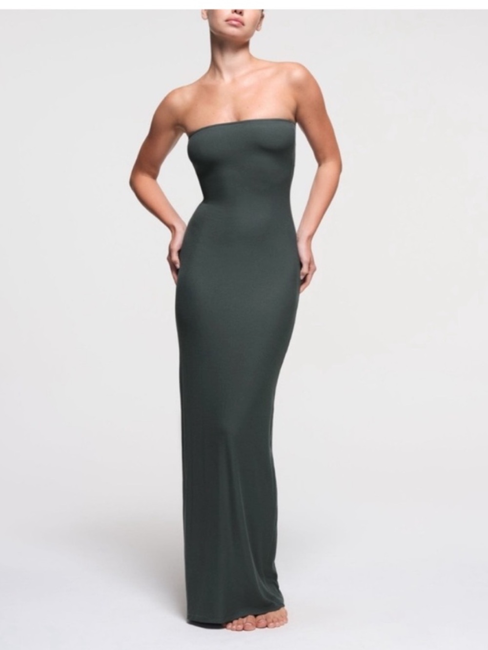 SKIMS Soft Lounge Strapless Tube Maxi Dress Deep Sea Green Size Small
